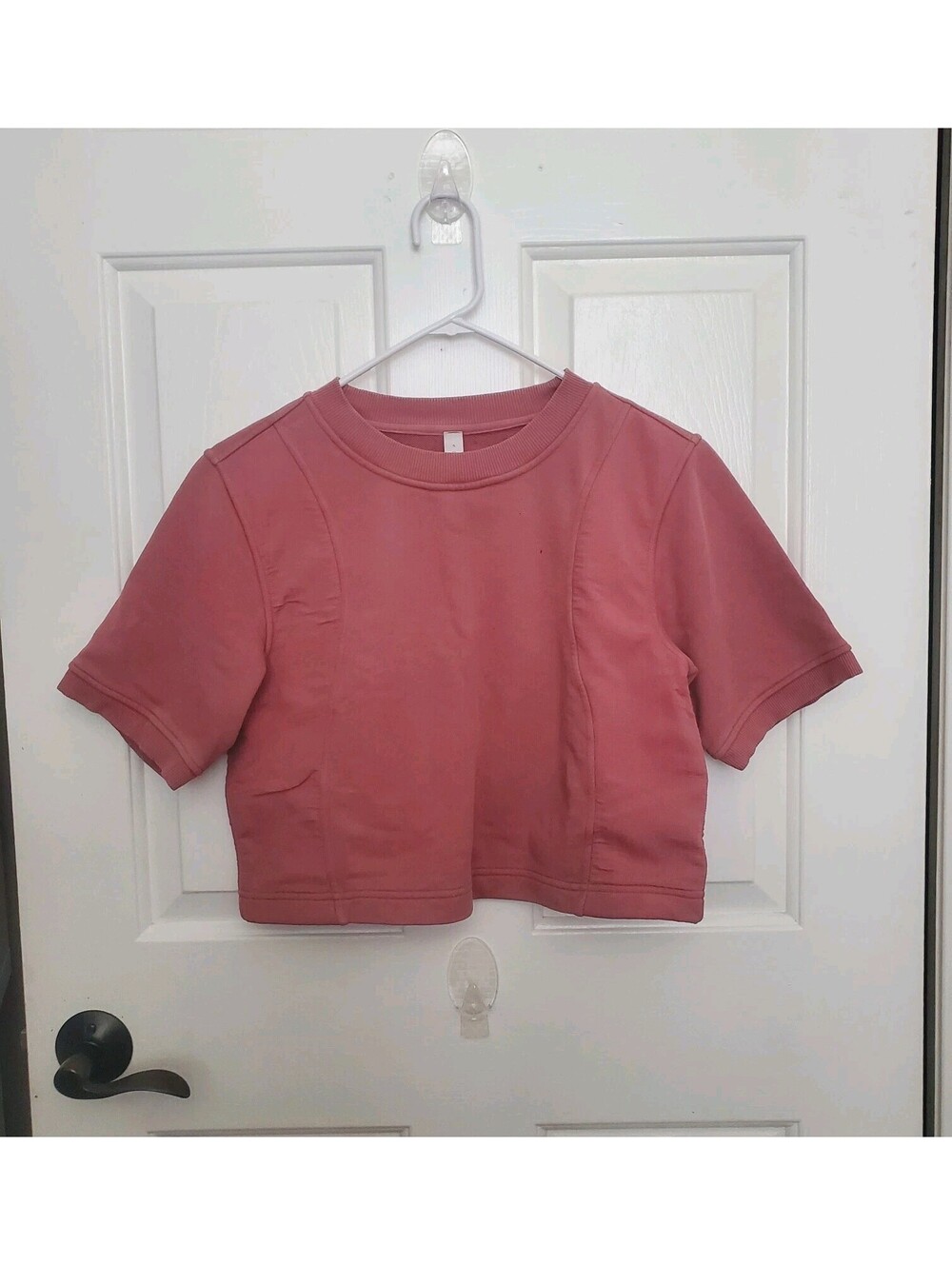 Lululemon Cotton French terry + swift tshirt in brier rose - size 6 Thick